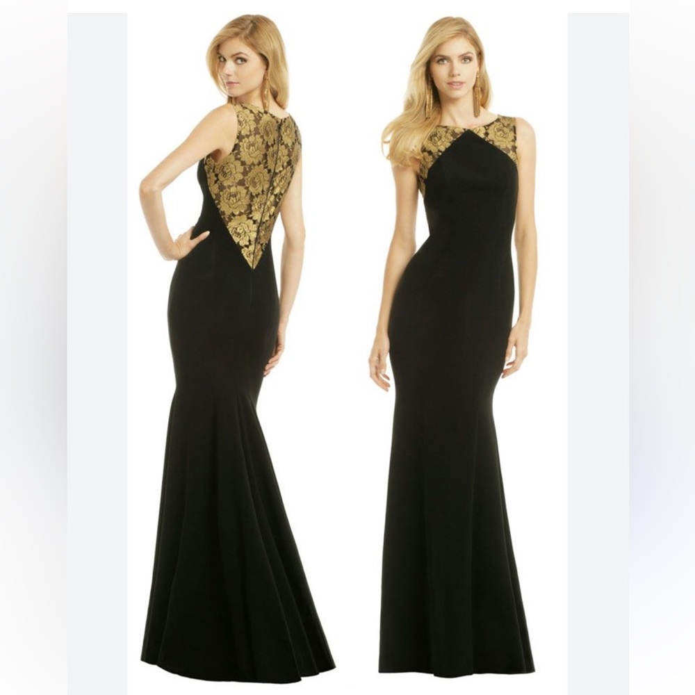 Theia black and gold sleeveless mermaid long gown
